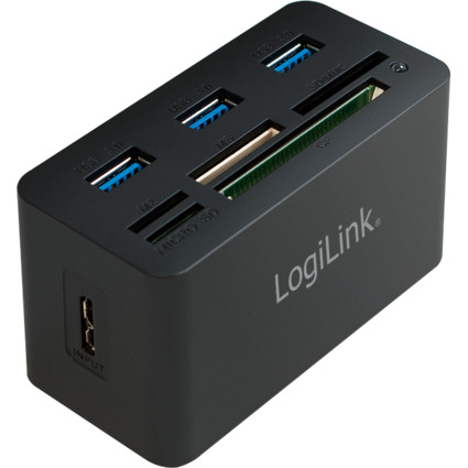 LogiLink USB 3.0 Hub mit All-in-One Card Reader, schwarz