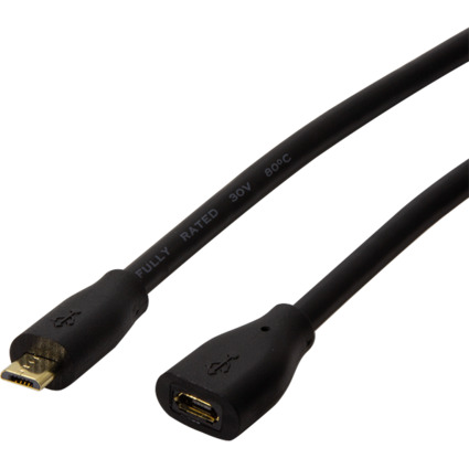 LogiLink Micro USB 2.0 Verlngerungskabel, 1,5 m, schwarz
