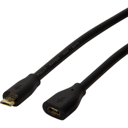 LogiLink Micro USB 2.0 Verlngerungskabel, 3,0 m, schwarz