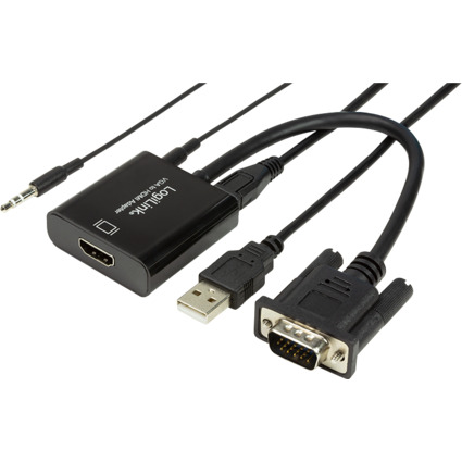 LogiLink VGA auf HDMI Konverter, 0,2 m, schwarz