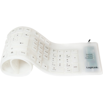 LogiLink Flexible Silikon-Tastatur, kabelgebunden, wei