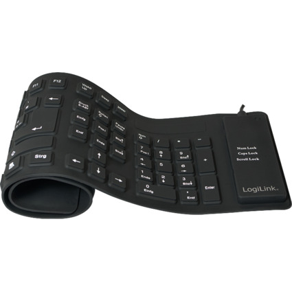 LogiLink Flexible Silikon-Tastatur, kabelgebunden, schwarz