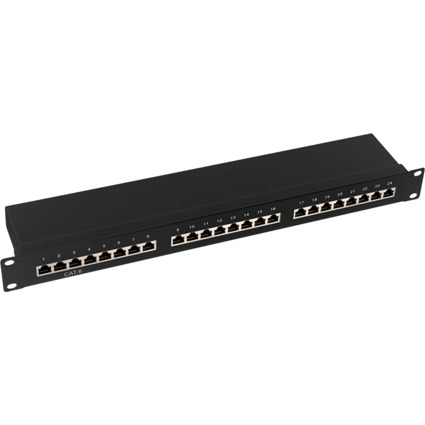 LogiLink 19" Patch Panel Kat.6 EconLine, 24 Ports, schwarz