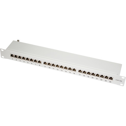 LogiLink 19" Patch Panel Kat.6A, 24-Ports, lichtgrau, 1HE