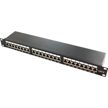 LogiLink 19" Patch Panel Kat.6A, 24-Ports, schwarz, 1HE