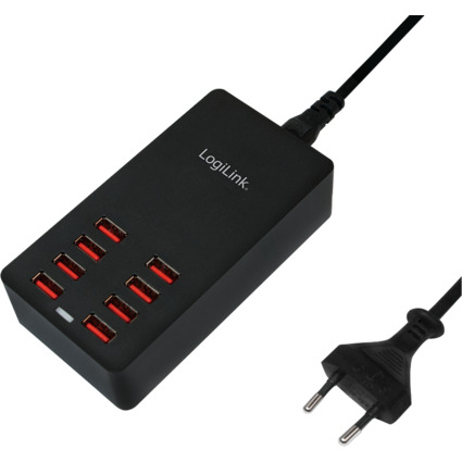 LogiLink USB-Tisch-Ladegert, 8-Port, 44 Watt, schwarz