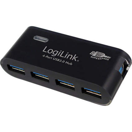 LogiLink USB 3.0 Hub Super Speed mit Netzteil, 4 Port