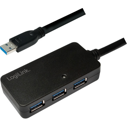 LogiLink USB 3.0 Aktives Verlngerungskabel mit USB-Hub, 10m