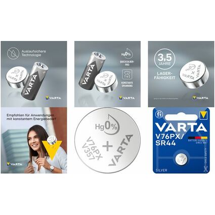 VARTA Silber-Oxid Knopfzelle V13GS (SR44), 1,55 Volt
