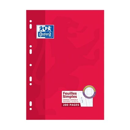 Oxford Feuilles simples perfores, A4, quadrill 5x5 marg