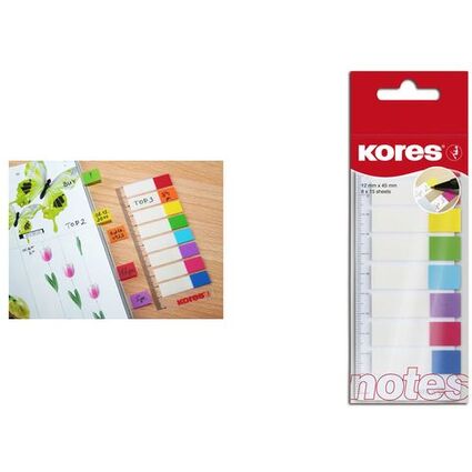 Kores Pagemarker Folie 12 x 45 mm Neonfarben Haftstreifen mit Lineal