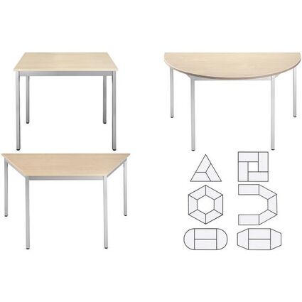 SODEMATUB Beistelltisch 140DREA, halbrund, ahorn/alu