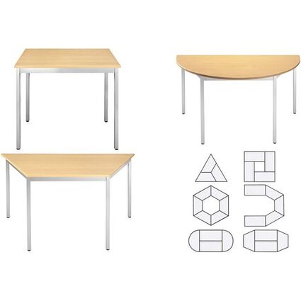 SODEMATUB Beistelltisch 140DRHA, halbrund, buche/alu