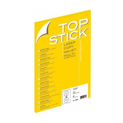 TOP STICK CD/DVD-Etiketten, Durchmesser: 117 mm, wei