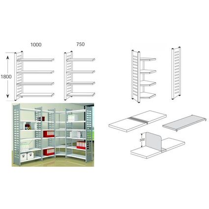 kerkmann Regalfeld "M2", 4 Bden, (B)750 x (H)1.800 mm