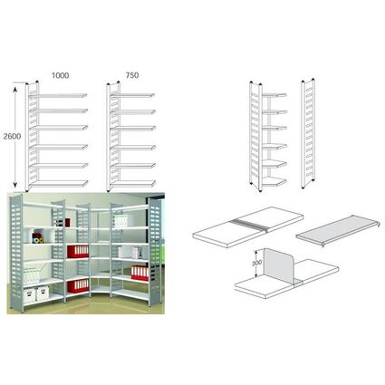 kerkmann Regalfeld "M2", 6 Bden, (B)750 x (H)2.600 mm