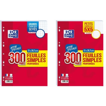 Oxford Feuilles simples perfores, A4, Seys, Offre Spciale