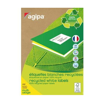 agipa Recycling Vielzweck-Etiketten, 199,6 x 289,1 mm, wei