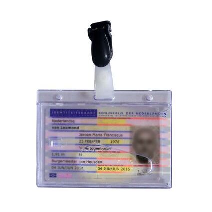 pavo Namensschild, mit Clip, 54 x 86 mm, transparent