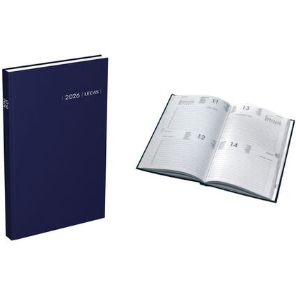 LECAS Agenda Carr 2 jours Travers, 140 x 220 mm, 2026, noir