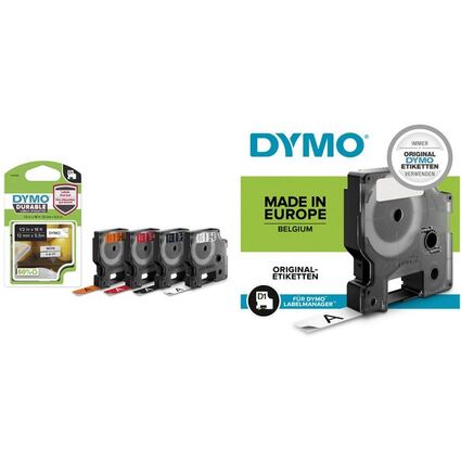 DYMO D1 Schriftbandkassette wei/schwarz, 12 mm x 3 m