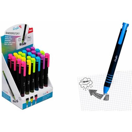 Läufer Kunststoff-Radierstift farbig sortiert nachfüllbar Metallspitze 4mm Stift
