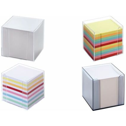 folia Zettelbox, Kunststoff, glasklar, Füllung: weiß