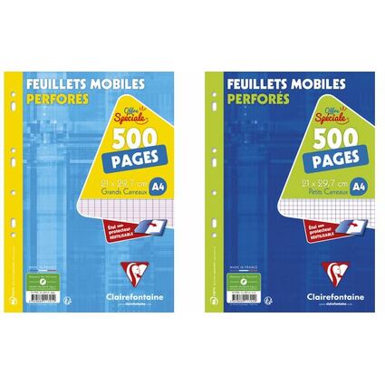 Clairefontaine Feuillets mobiles perfors, A4, sys