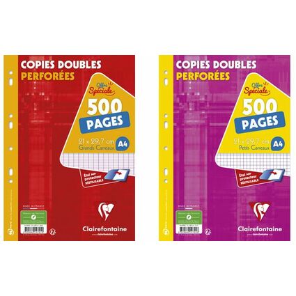 Clairefontaine Copies doubles perfores, A4, quadrill 5x5