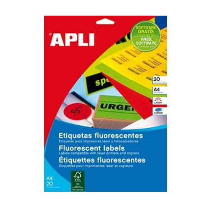 APLI Adress-Etiketten, 210 x 297 mm, neongelb