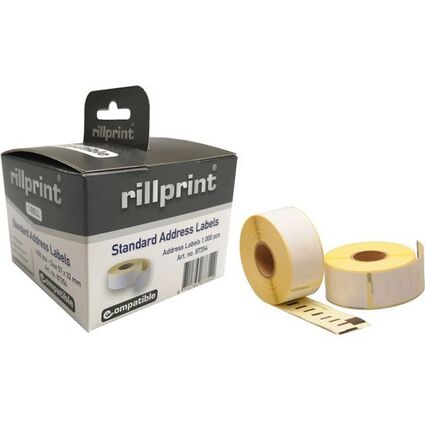 rillprint Rollenetiketten, 54 x 25 mm, wei, permanent