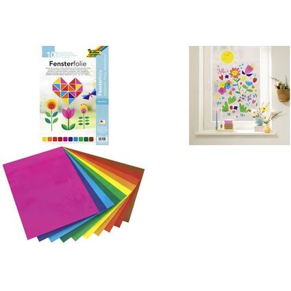 folia Fensterfolie, 350 x 500 mm, 10 Bogen, farbig sortiert