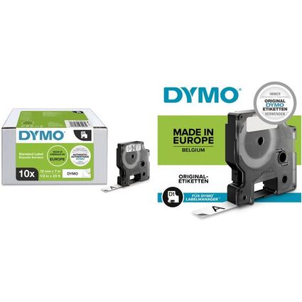 DYMO D1 Schriftbandkassette schwarz/wei, 9 mm x 7 m, 10er