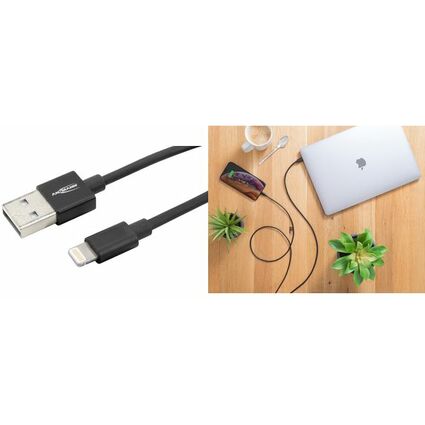 ANSMANN Daten- & Ladekabel, Apple-Lightning - USB-A, 120 cm