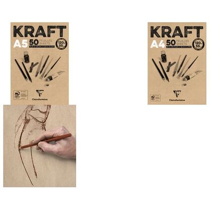 Clairefontaine Zeichenpapierblock "KRAFT", DIN A3, 120 g/qm