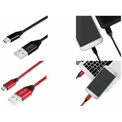LogiLink USB 2.0 Kabel, USB-A - Micro-USB Stecker, 1,0 m