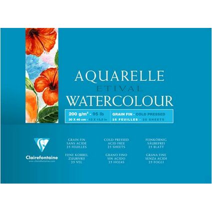 Clairefontaine Knstlerblock Aquarelle ETIVAL, 120 x 180 mm