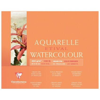 Clairefontaine Knstlerblock Aquarelle ETIVAL, 240 x 240 mm