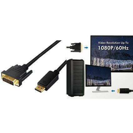 LogiLink DisplayPort - DVI Adapterkabel, schwarz, 2,0 m