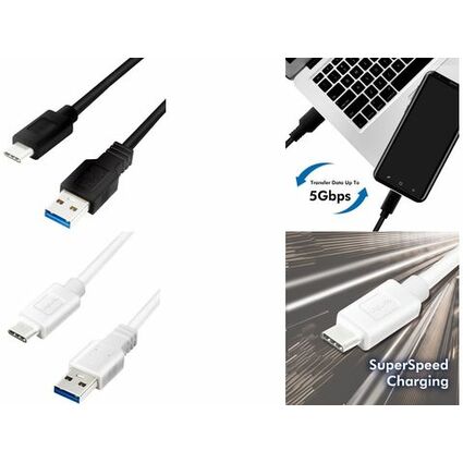 LogiLink USB 3.2 Kabel, USB-A - USB-C Stecker, 1,0 m, wei