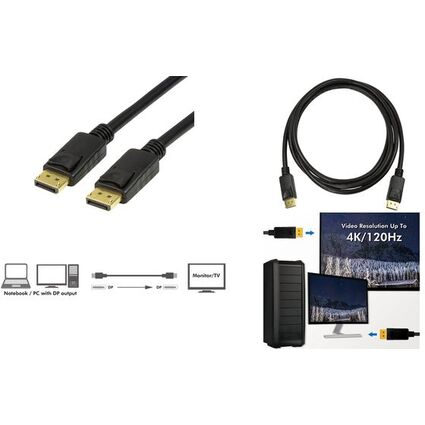 LogiLink DisplayPort 1.4 Anschlusskabel, schwarz, 3,0 m