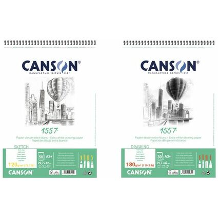 CANSON Zeichenpapierblock 1557, DIN A5, 120 g/qm, 50 Blatt