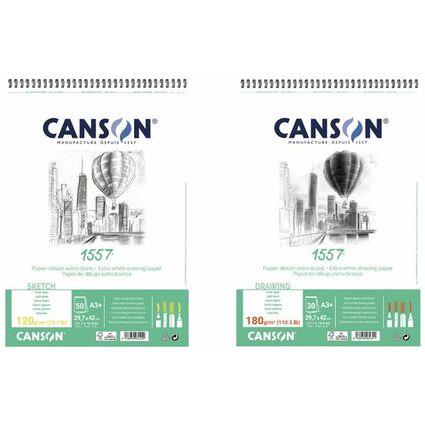 CANSON Zeichenpapierblock 1557, DIN A4, 120 g/qm, 50 Blatt