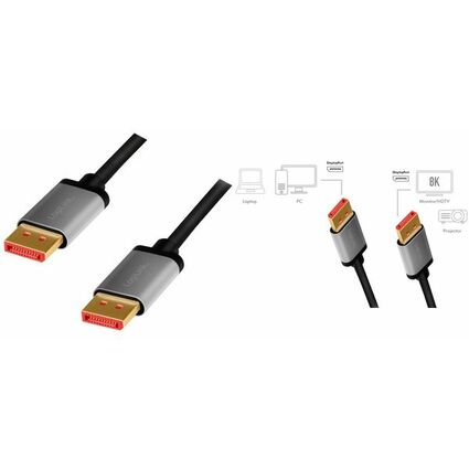 LogiLink DisplayPort 1.4 Kabel, Stecker - Stecker 3,0 m