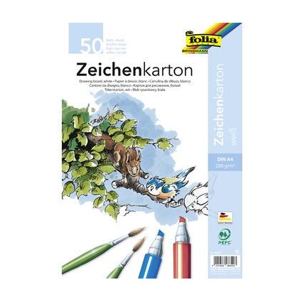 folia Zeichenkarton, DIN A4, 200 g/qm, wei