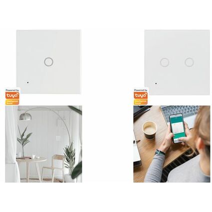 LogiLink Wi-Fi Smart Wandschalter, 2-fach, wei