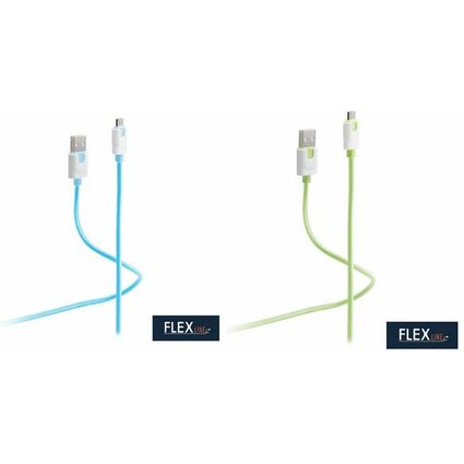 FLEXLINE Daten- & Ladekabel, USB-A - USB-B, grn, 0,3 m