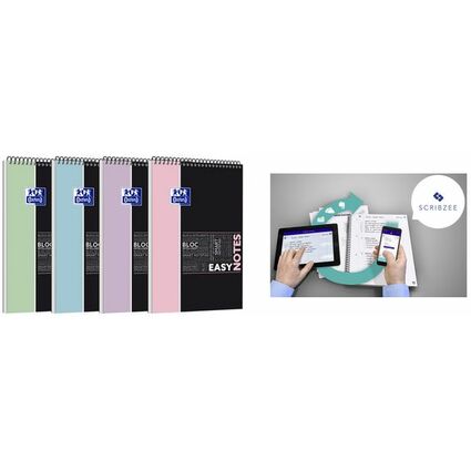 Oxford Studium Spiralnotizblock EASYNOTES Pastell, A4+
