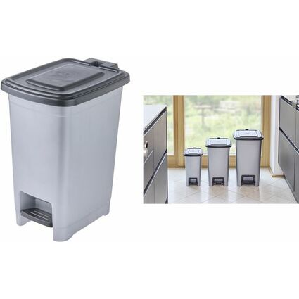 keeeper Tret-Abfalleimer "olaf", 25 Liter, PP, light silver