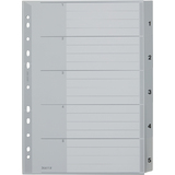 LEITZ Kunststoff-Register, Zahlen, a4 berbreite, 1-5, grau